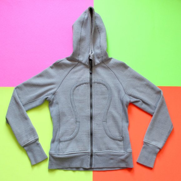lululemon athletica Tops - Lululemon Scuba Hoodie White/Grey Stripe